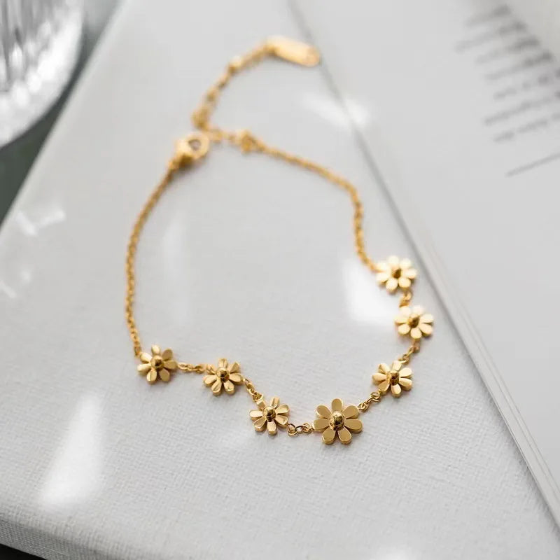 Floral Daisy Gold Anklet