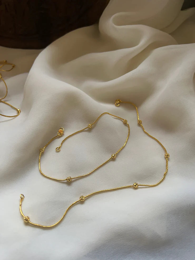 Gold Oval Bead Anklet