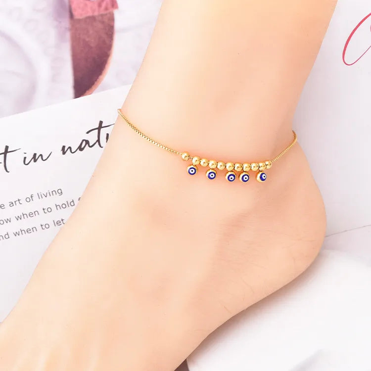 Evil Eye Gold Charm Anklet – Akinara