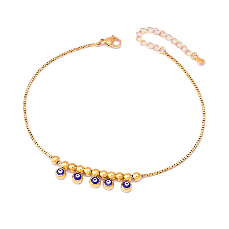 Evil Eye Gold Charm Anklet