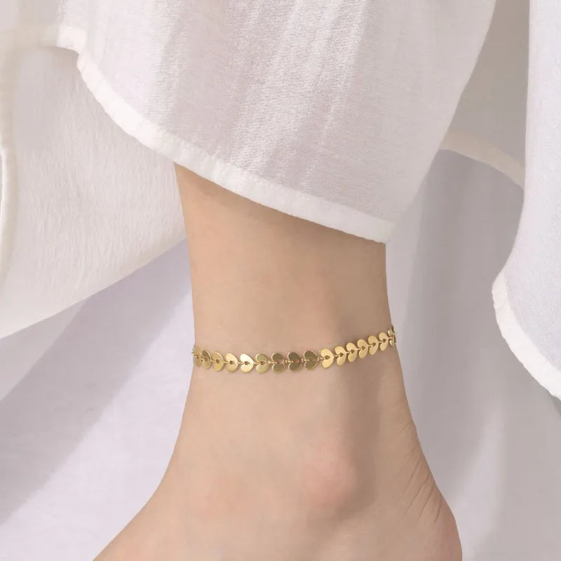 Heart Shaped Gold Anklet
