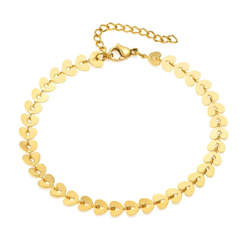 Heart Shaped Gold Anklet