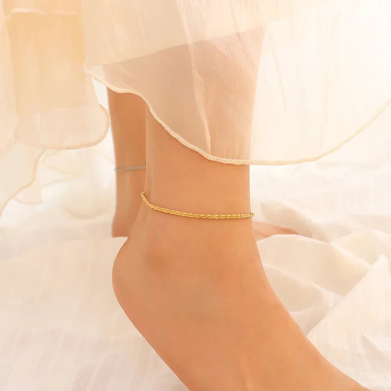 Elegant Twisted Gold Anklet