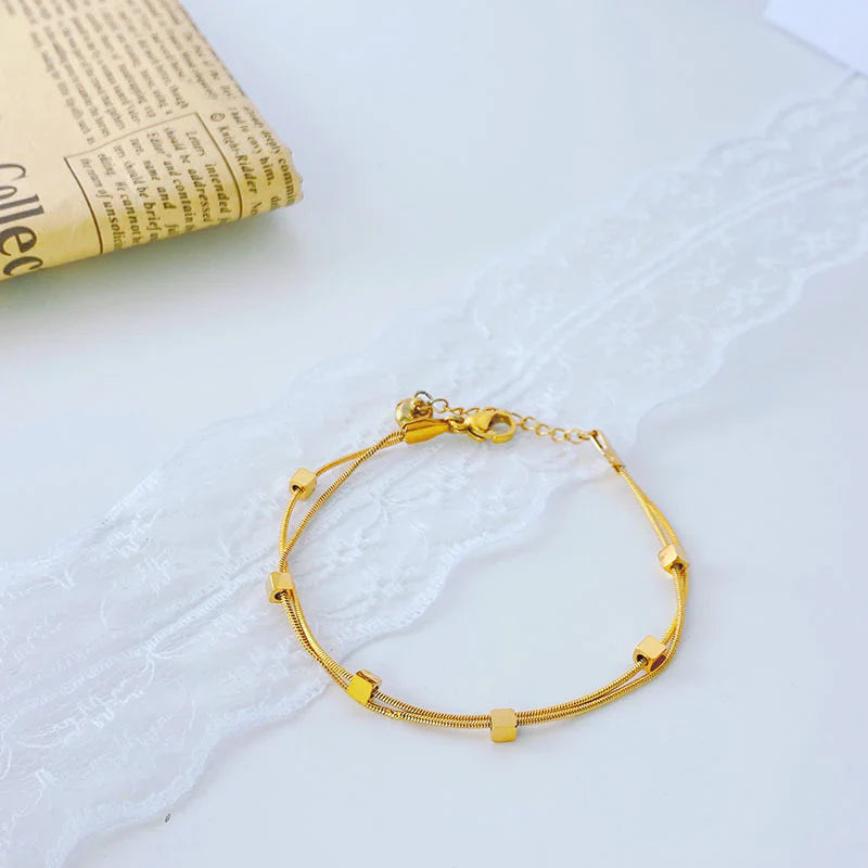 Gold Cube Layered Bracelet