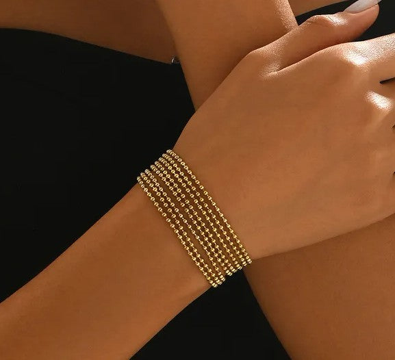 Multi-Strand Gold Bead Bracelet