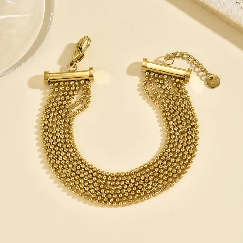 Multi-Strand Gold Bead Bracelet