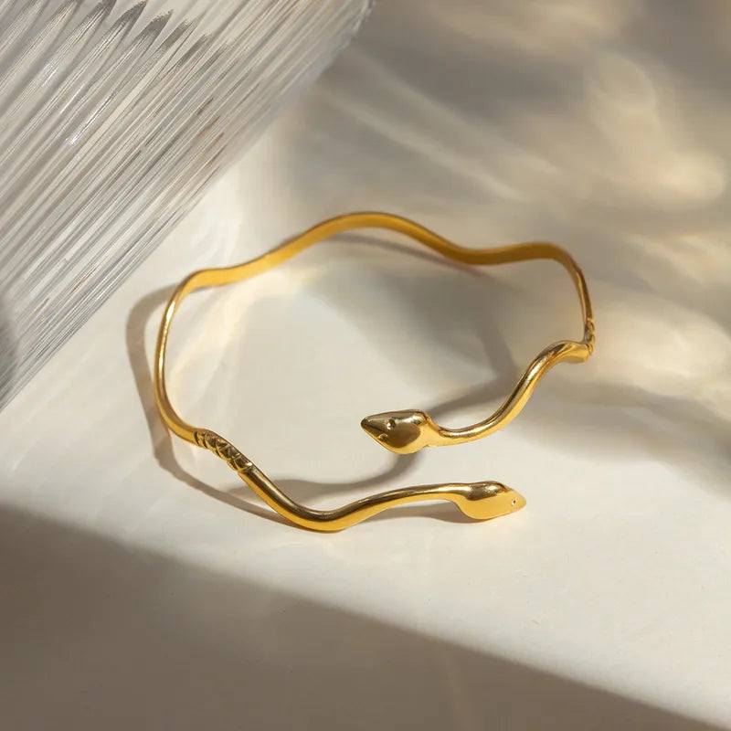 Serpent Wave Gold Bangle