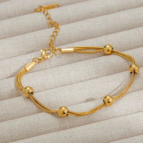 Golden Bead Strand Bracelet