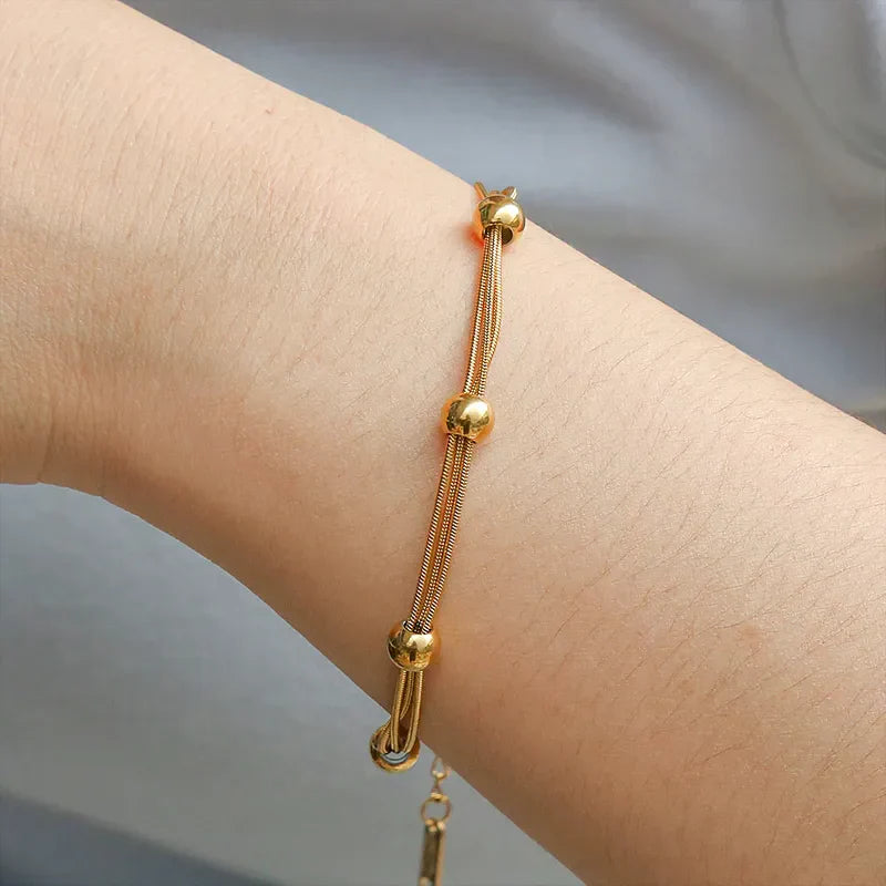 Golden Bead Strand Bracelet