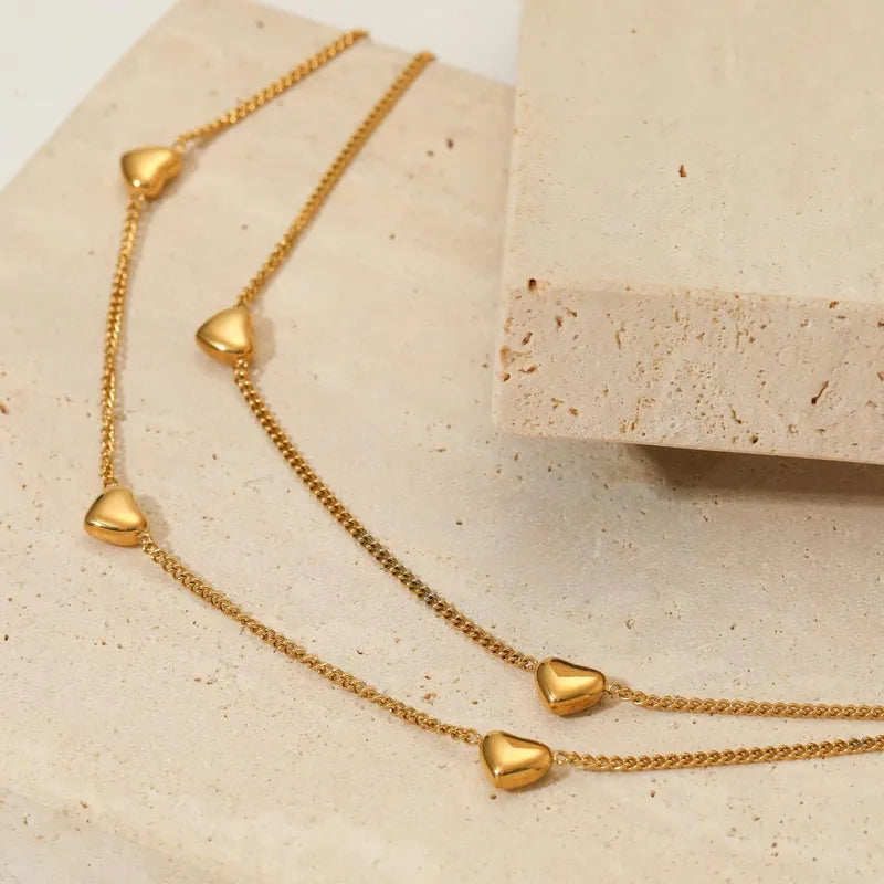 Heart Charm Layered Bracelet