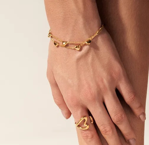Heart Charm Layered Bracelet