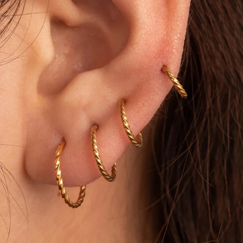 Twisted Gold Hoop Earrings
