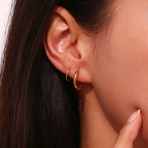 Classic Dual Hoop Earrings Gold
