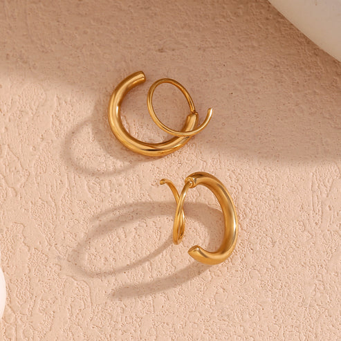 Classic Dual Hoop Earrings Gold