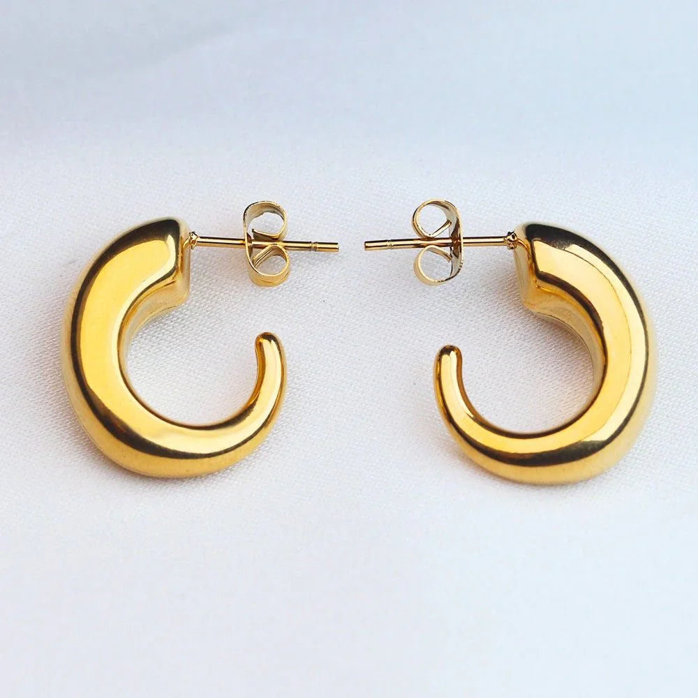 Crescent Gold Half Hoops