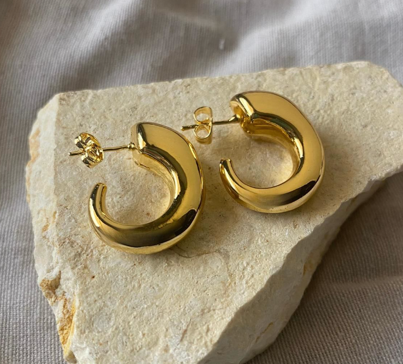 Crescent Gold Half Hoops