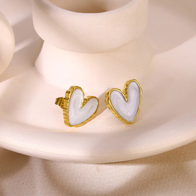 Heart-Shaped Mother of Pearl Earrings