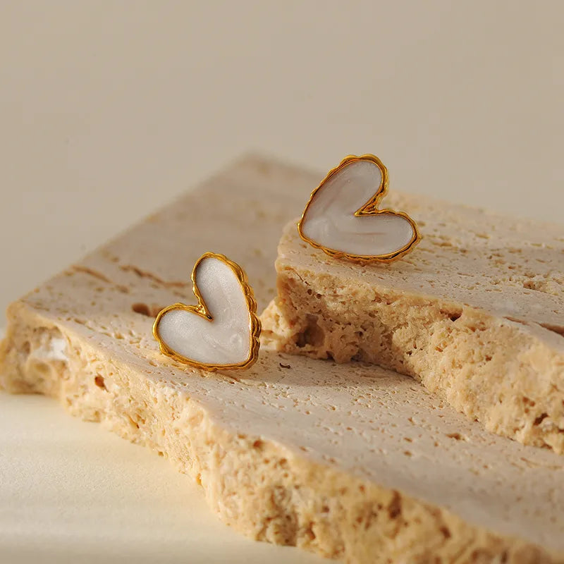 Heart-Shaped Mother of Pearl Earrings