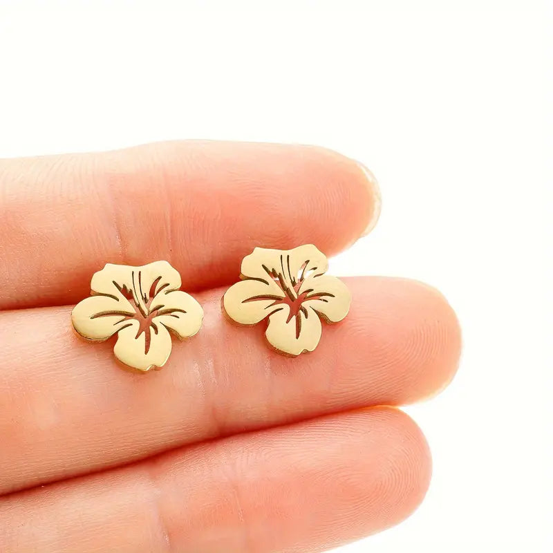 Floral Gold Stud Earrings