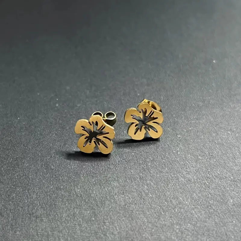 Floral Gold Stud Earrings