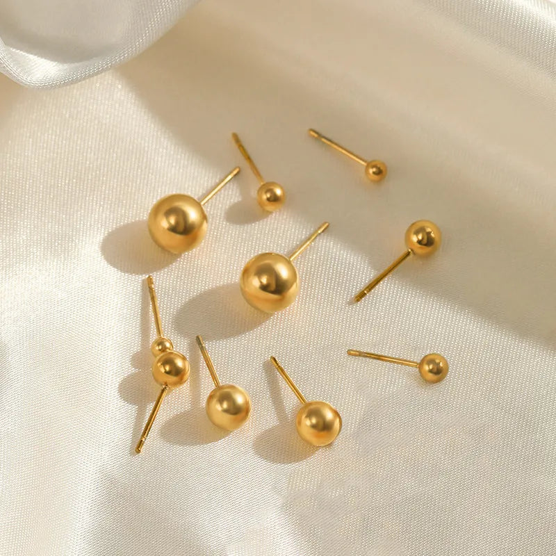 Golden Ball Studs Set (4 pairs)