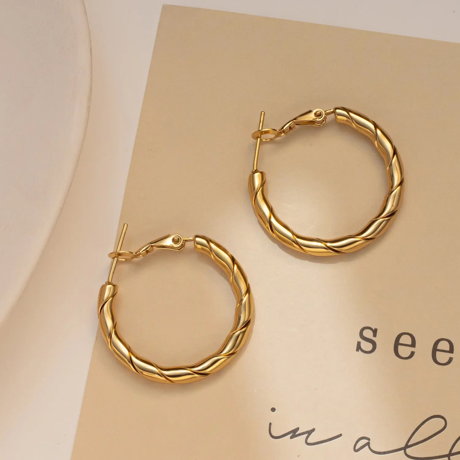 Classic Twisted Gold Hoops
