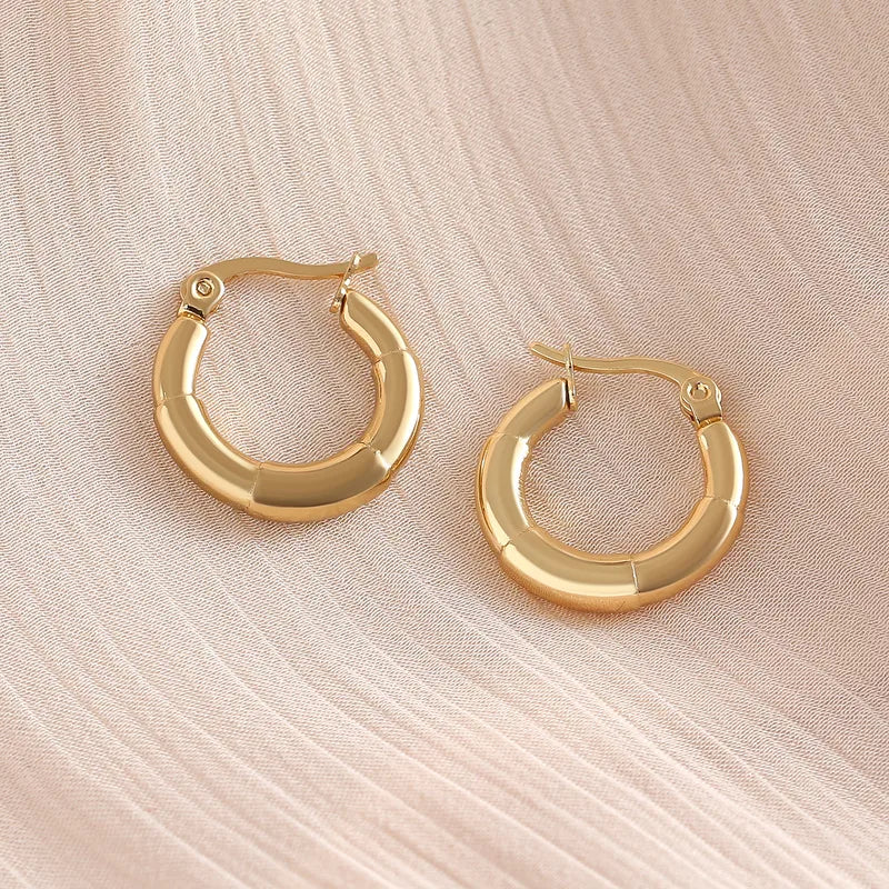 Bamboo Style Gold Hoop Earrings