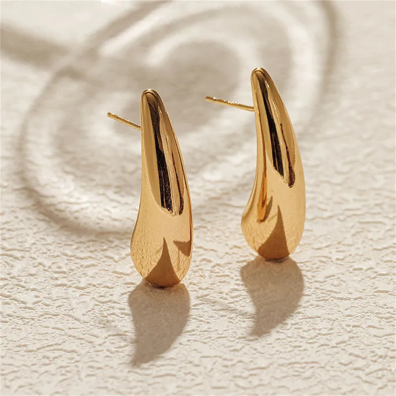 Sleek Drop Gold Earrings