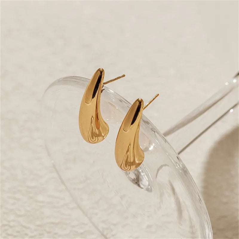 Sleek Drop Gold Earrings