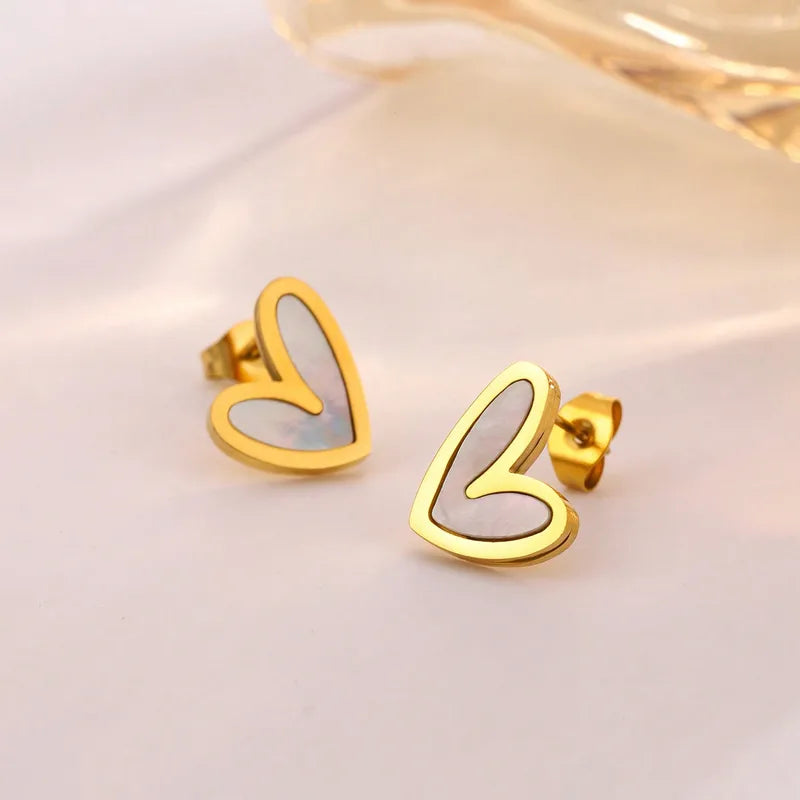Heart Mother of Pearl Stud Earrings