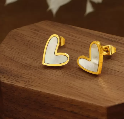 Heart Mother of Pearl Stud Earrings
