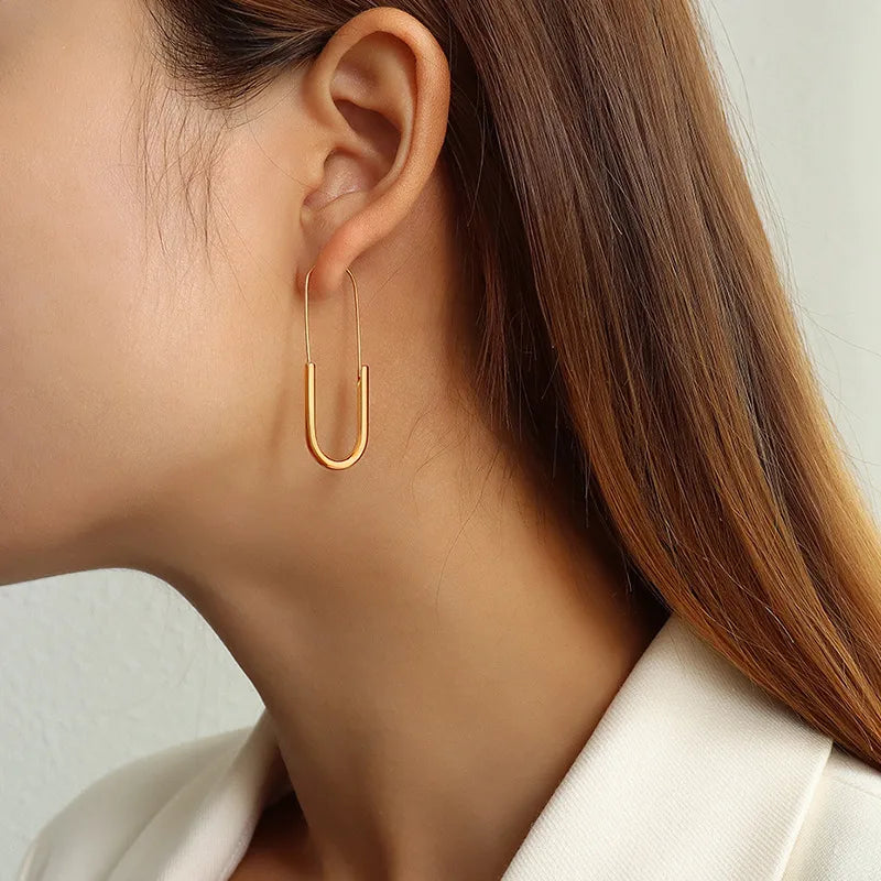 U-Shaped Gold Dangle Earrings