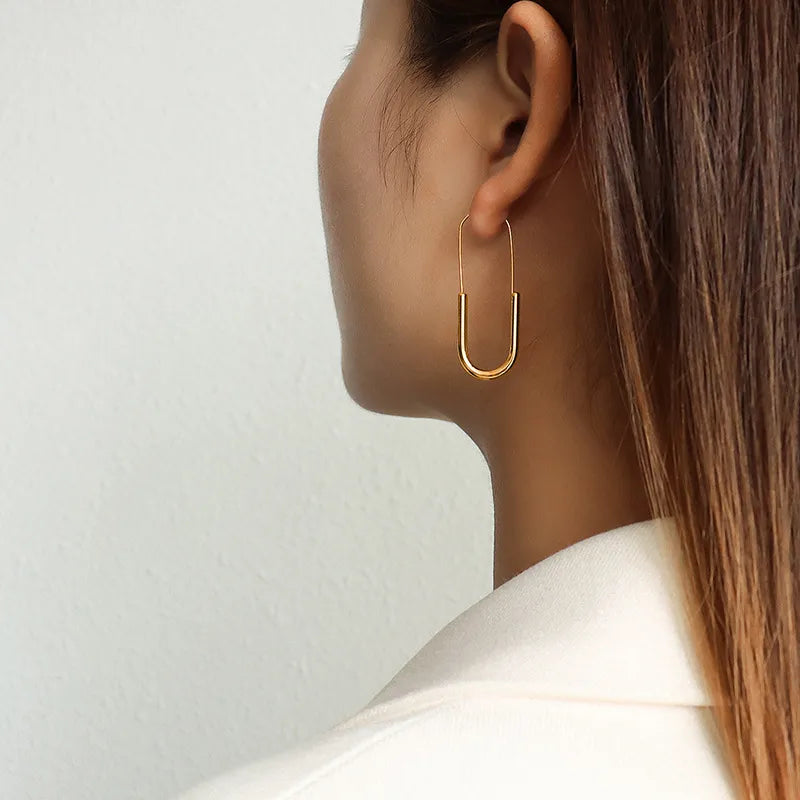 U-Shaped Gold Dangle Earrings