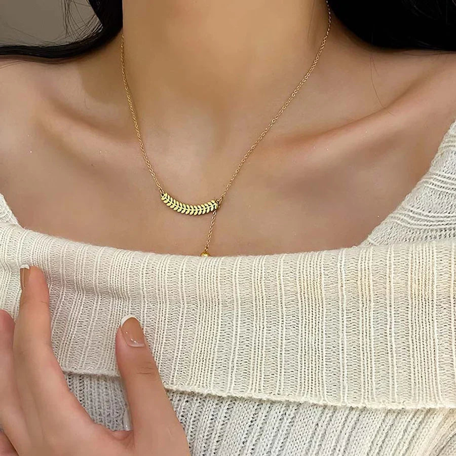 Golden Leaf Dangle Necklace