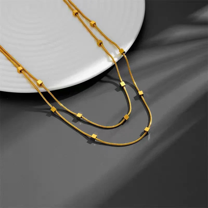 Cube Link Gold Necklace