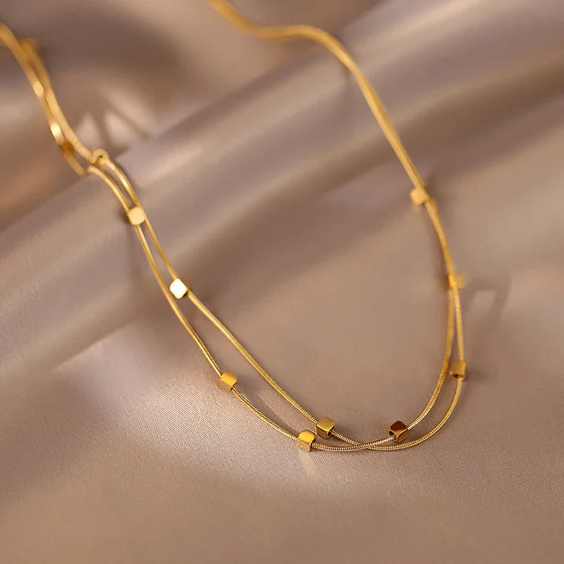 Cube Link Gold Necklace