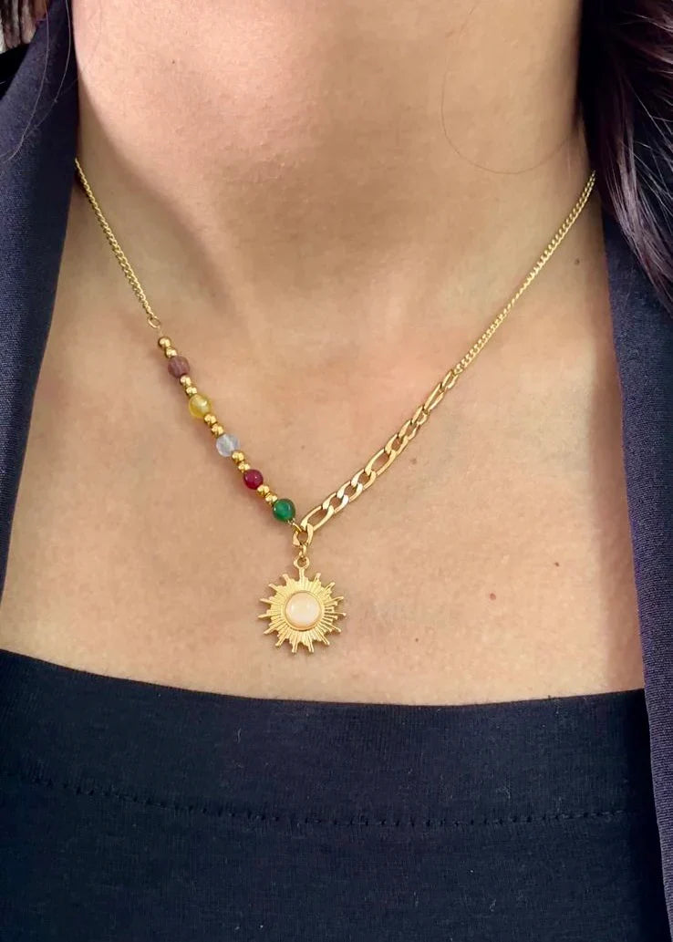 Sunburst Mixed Charm Necklace