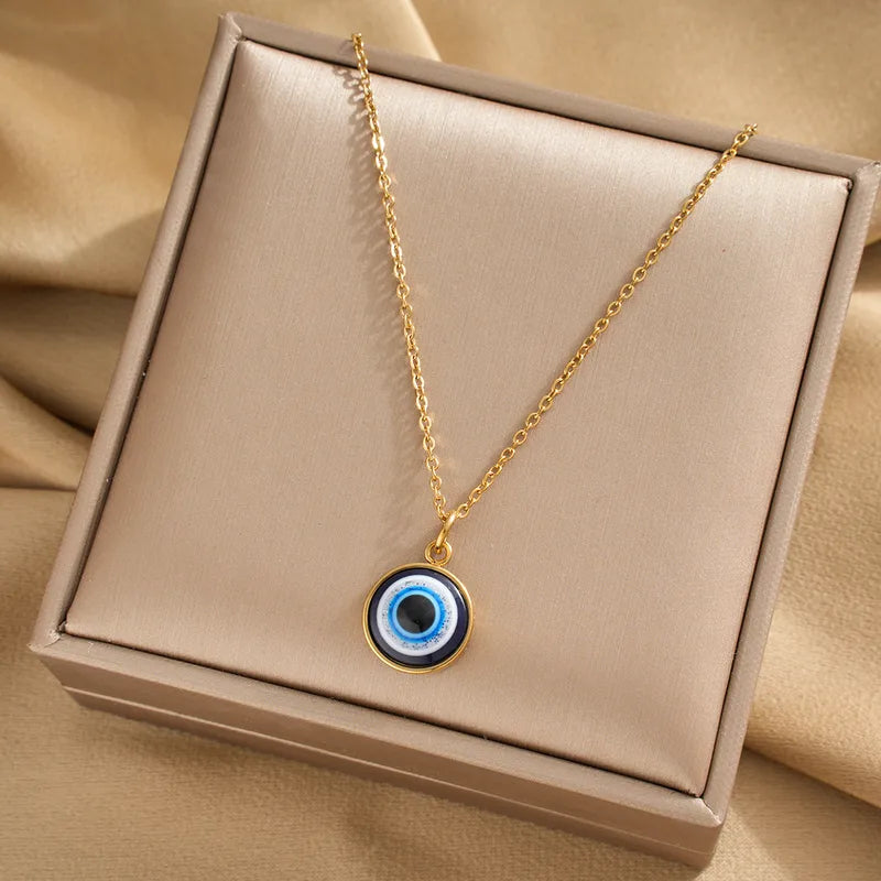 Golden Blue Eye Necklace
