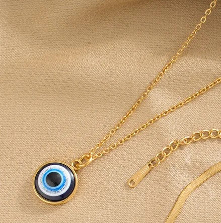 Golden Blue Eye Necklace