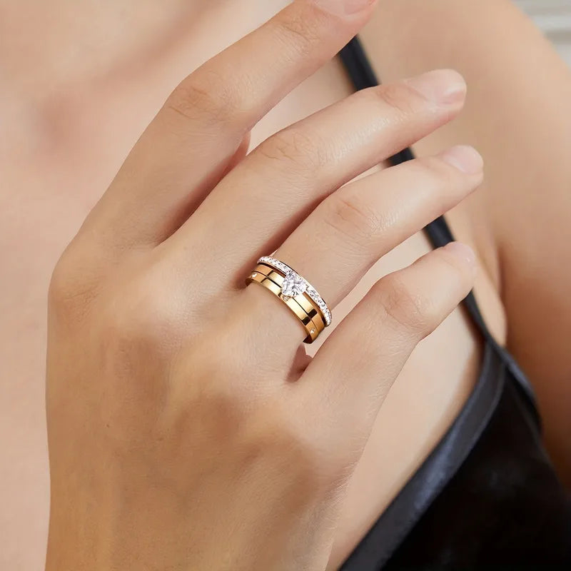 Trinity Heart Ring Set