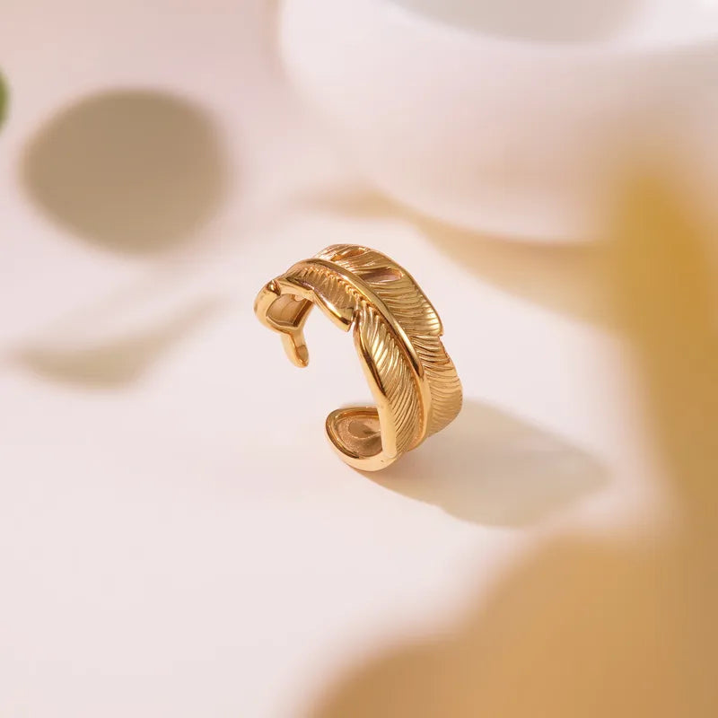 Feather Textured Gold Ring