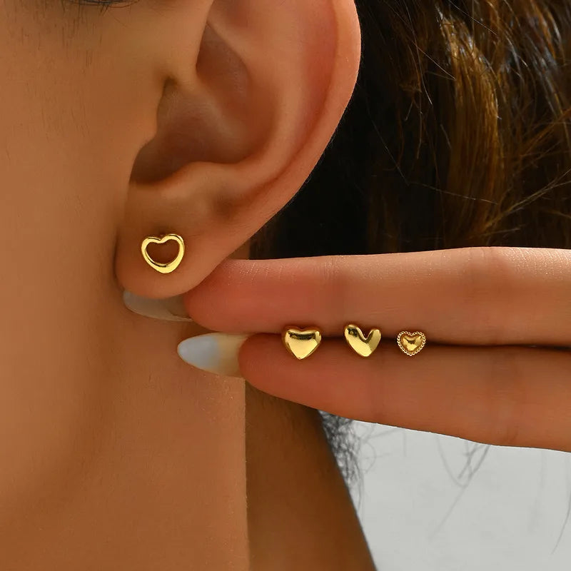 Golden Heart Quartet Stud Set (4 pairs)