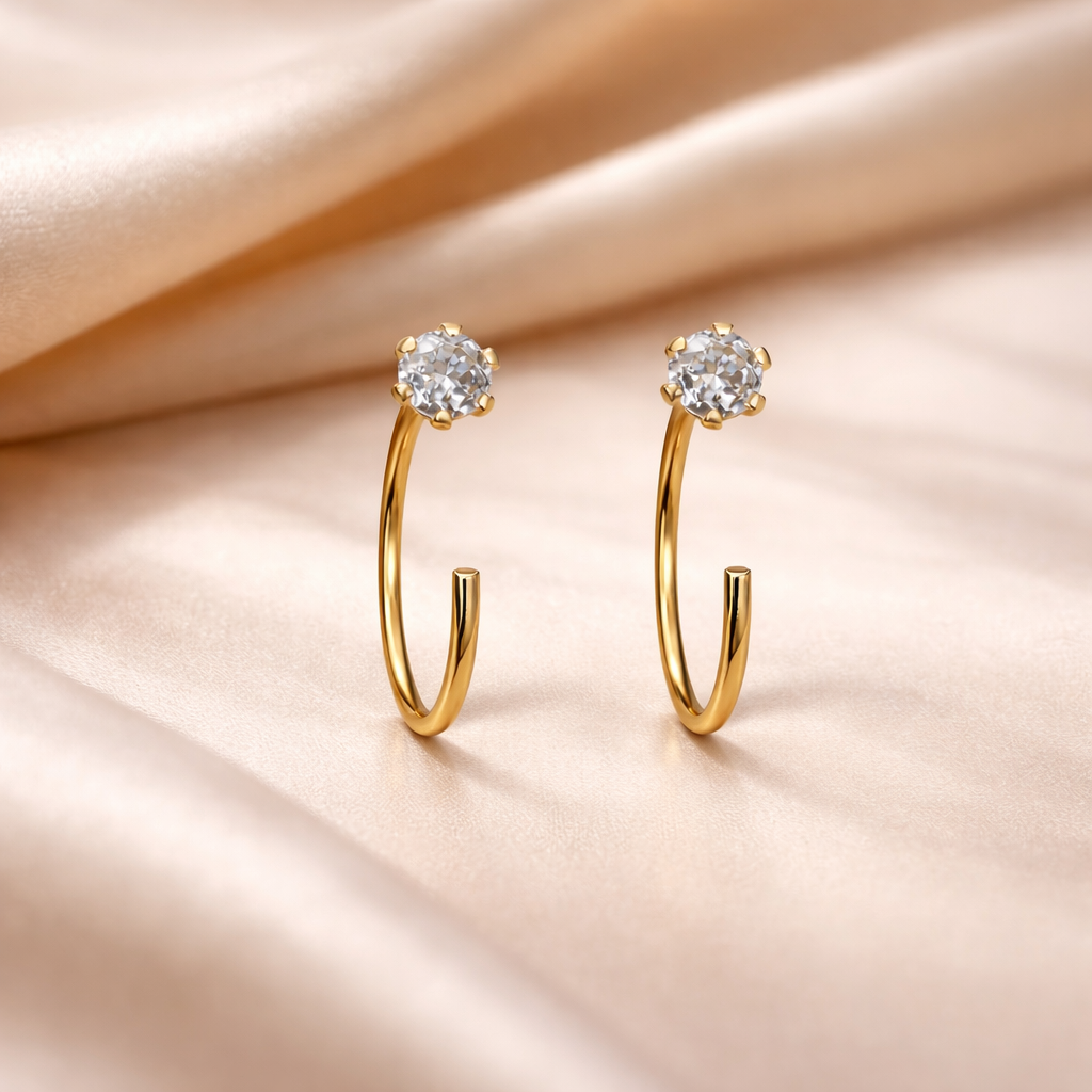 Elysian Radiance 18K Gold-Plated Crystal Drop Earrings