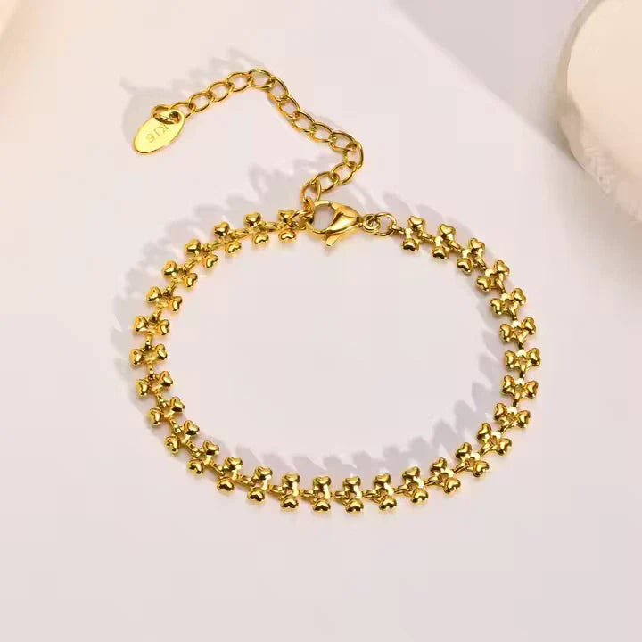 Floral Gold Link Bracelet