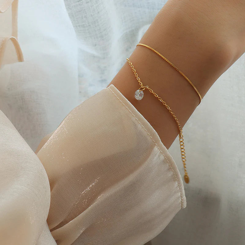 Crystal Charm Double-Layer Bracelet