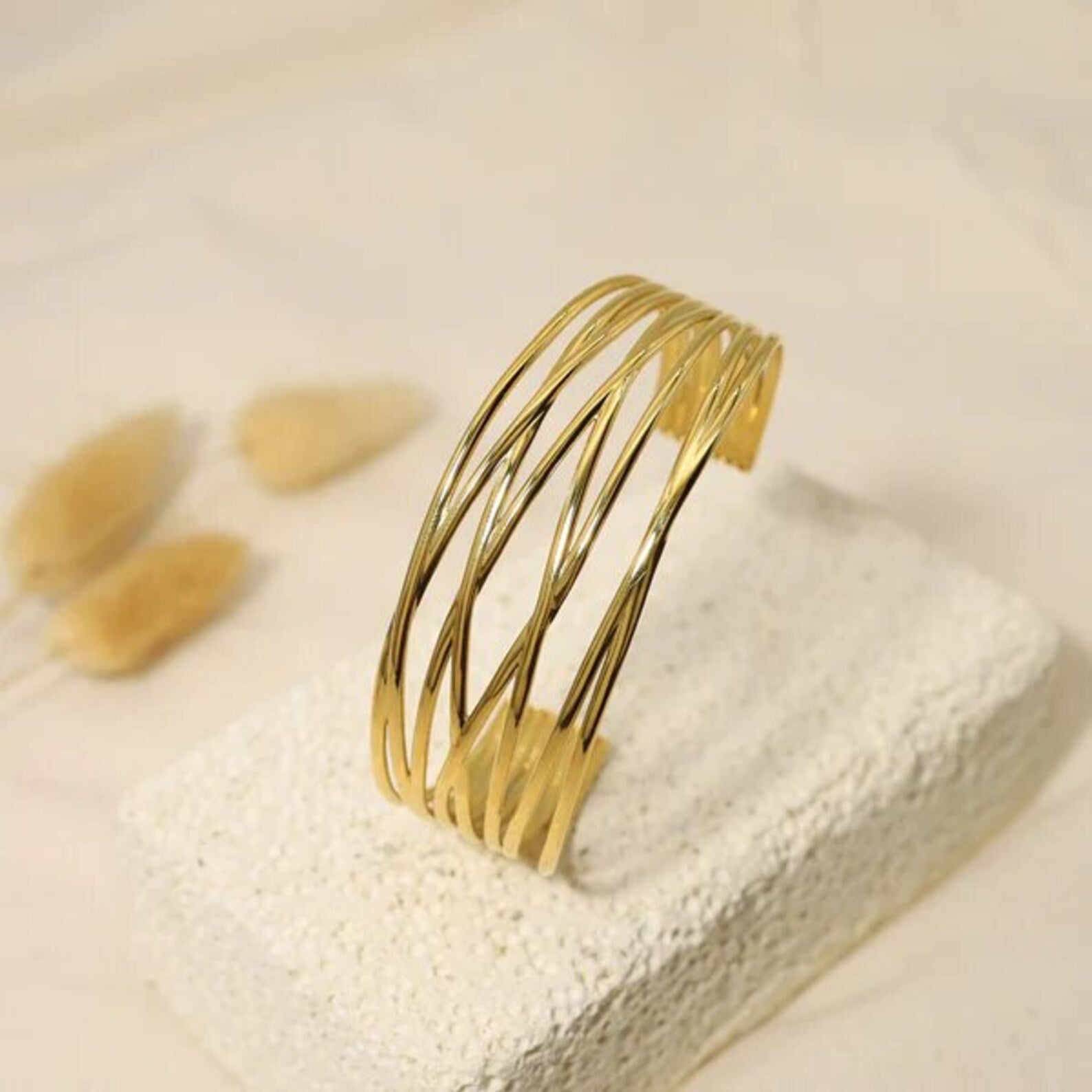 Gold Wire Cuff Bracelet