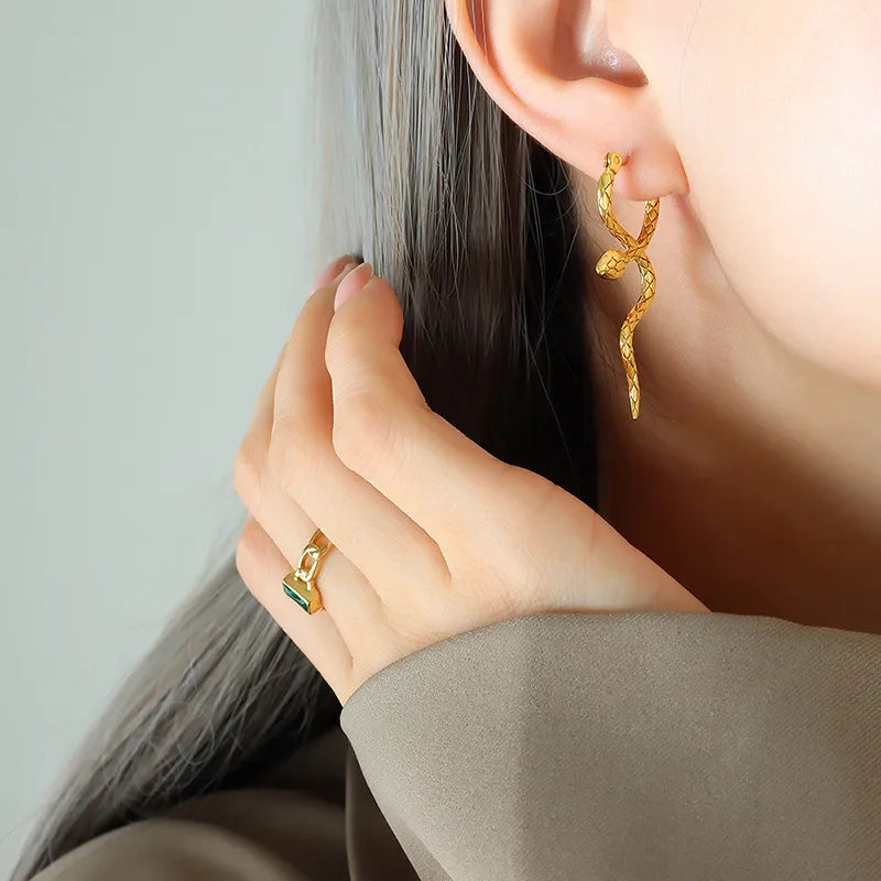 Golden Serpent Dangle Earrings