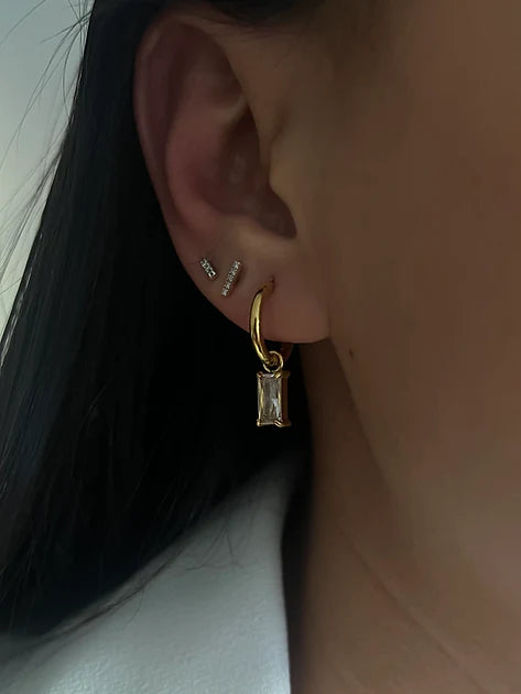 Crystal Charm Hoop Earrings