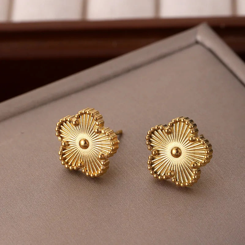 Golden Floral Studs