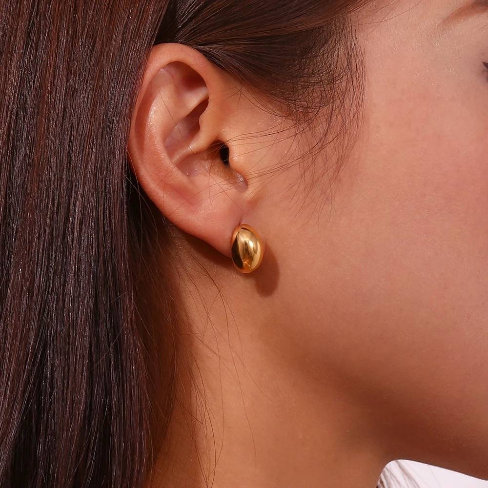 Golden Oval Earrings